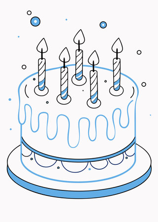 Minimalist Birthday cake on white backgroundのイラスト素材