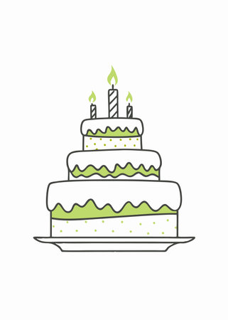 Minimalist Birthday cake on white background