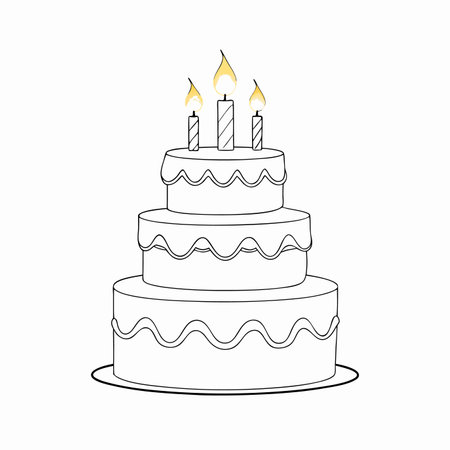 Minimalist Birthday cake on white backgroundのイラスト素材