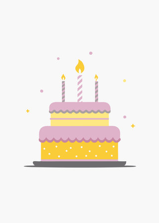 Minimalist Birthday cake on white background