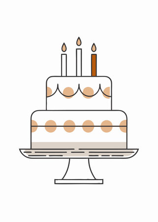 Minimalist Birthday cake on white backgroundのイラスト素材