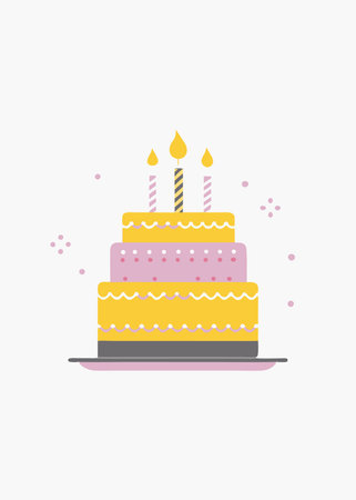 Minimalist Birthday cake on white backgroundのイラスト素材