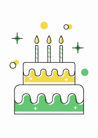 Minimalist Birthday cake on white backgroundのイラスト素材