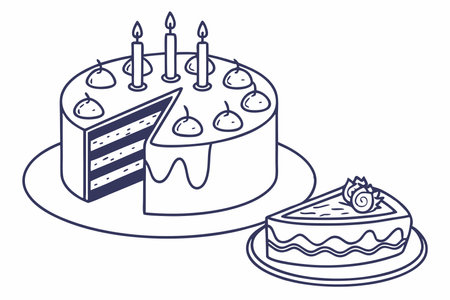 Minimalist Birthday cake on white background