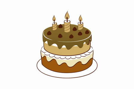 Minimalist Birthday cake on white backgroundのイラスト素材