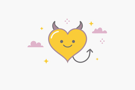 Minimalist Red devil heart on white backgroundのイラスト素材