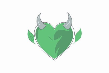 Minimalist Red devil heart on white backgroundのイラスト素材