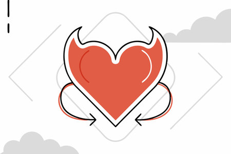 Minimalist Red devil heart on white backgroundのイラスト素材