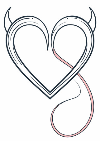 Minimalist Red devil heart on white backgroundのイラスト素材