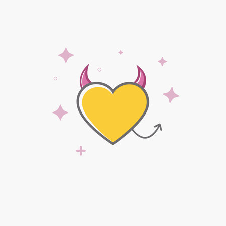 Minimalist Red devil heart on white backgroundのイラスト素材