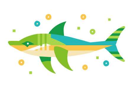 Minimalist shark on white backgroundのイラスト素材