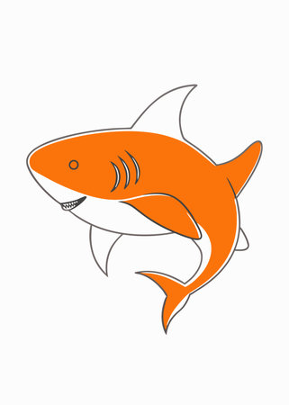 Minimalist shark on white backgroundのイラスト素材