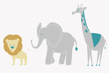 Minimalist Wild animals on white backgroundのイラスト素材