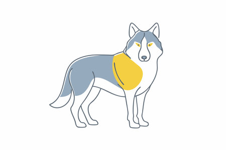 Minimalist wolf on white backgroundのイラスト素材