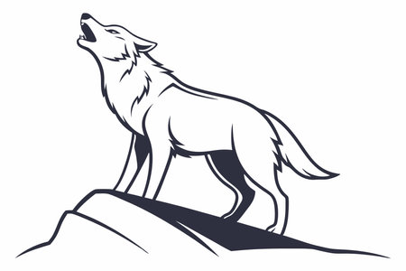 Minimalist wolf on white backgroundのイラスト素材