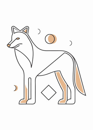 Minimalist wolf on white backgroundのイラスト素材
