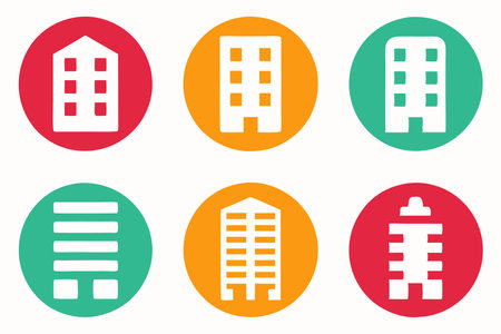 Building icons collection on white backgroundのイラスト素材
