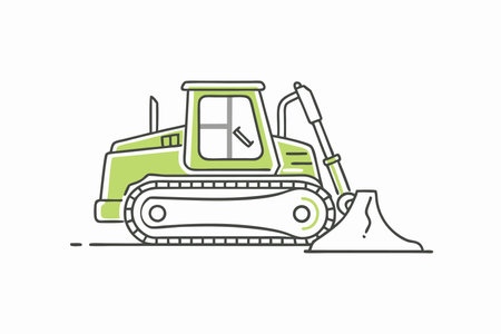 Bulldozer flat line icon. Heavy duty construction equipment. Vector illustrationのイラスト素材