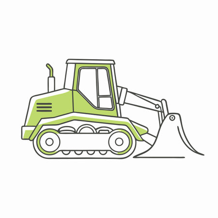 Bulldozer icon. Heavy duty construction equipment. Vector illustration.のイラスト素材