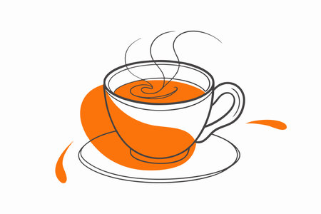 Continuous line drawing of cup of coffee minimalist designのイラスト素材