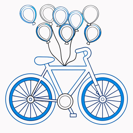 Hand drawn bicycle with balloons on white backgroundのイラスト素材