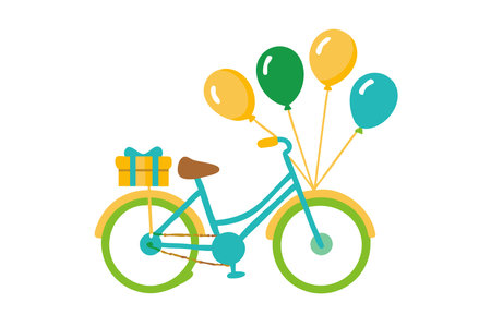 Hand drawn bicycle with balloons on white backgroundのイラスト素材