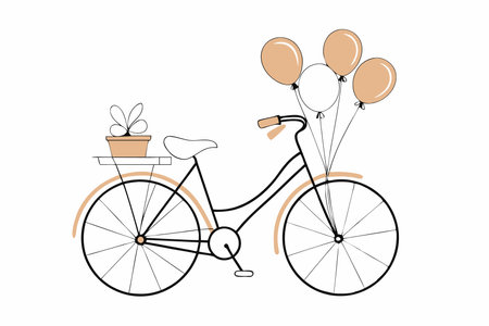 Hand drawn bicycle with balloons on white backgroundのイラスト素材