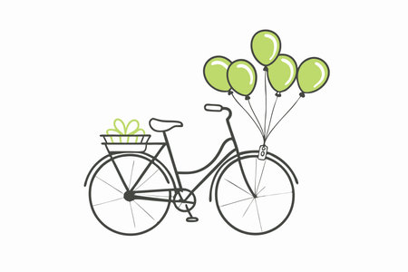 Hand drawn bicycle with balloons on white backgroundのイラスト素材