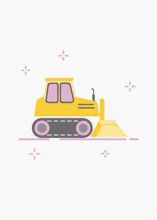 Bulldozer icon. Construction equipment. Vector illustration in flat styleのイラスト素材