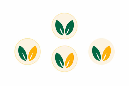 Minimalist leaf icons set on white backgroundのイラスト素材