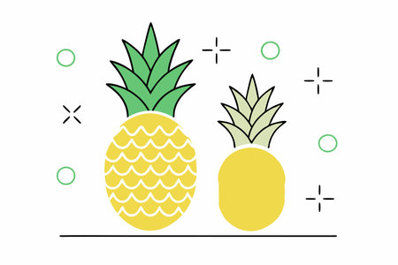 Pineapple illustration on white backgroundのイラスト素材