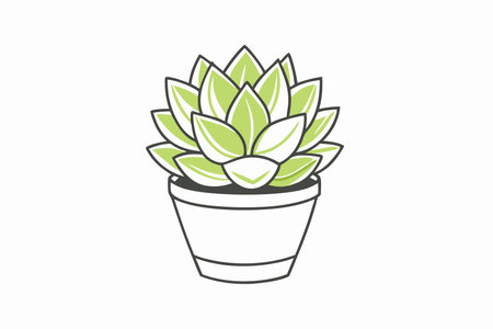 Minimalist vector of a succulent plant on white backgroundのイラスト素材