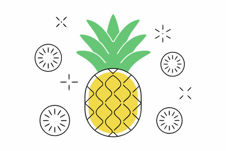 Pineapple illustration on white backgroundのイラスト素材