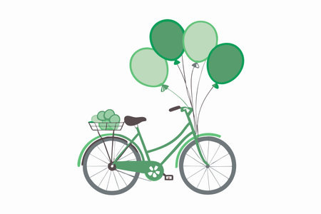 Hand drawn bicycle with balloons on white backgroundのイラスト素材