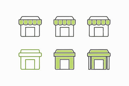Store building icons collection on white backgroundのイラスト素材