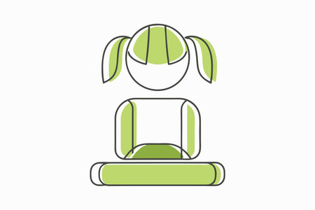 Yoga girl in doodle style on white backgroundのイラスト素材