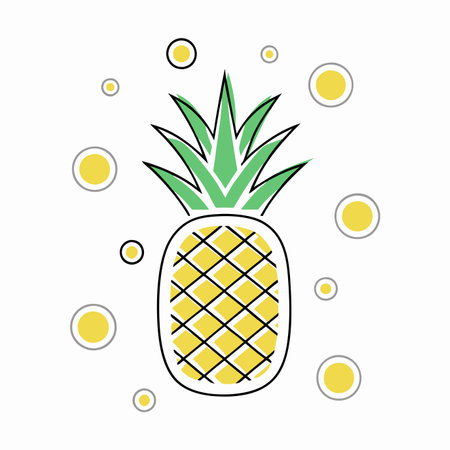 Pineapple illustration on white backgroundのイラスト素材