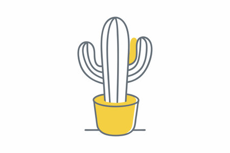 Minimalist Cactus on white backgroundのイラスト素材