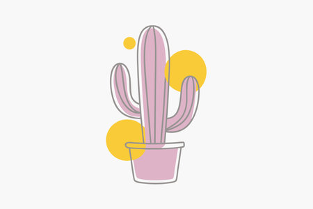 Minimalist Cactus on white backgroundのイラスト素材