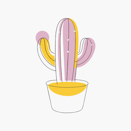 Minimalist Cactus on white backgroundのイラスト素材