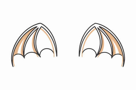 Minimalist Dracula's wings on white backgroundのイラスト素材