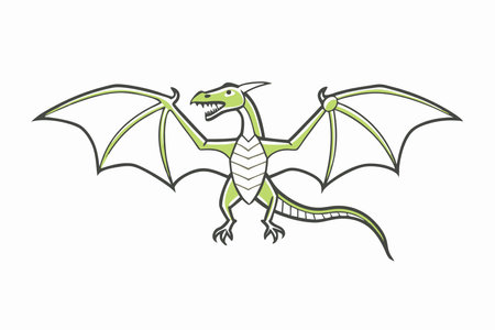 Minimalist Flying dragon wings on white backgroundのイラスト素材