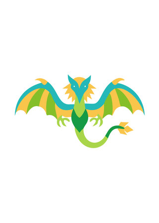 Minimalist Flying dragon wings on white backgroundのイラスト素材