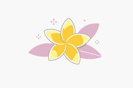 Minimalist Frangipani flower on white backgroundのイラスト素材
