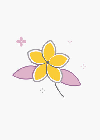 Minimalist Frangipani flower on white backgroundのイラスト素材