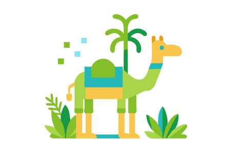 Minimalist Camel on white backgroundのイラスト素材