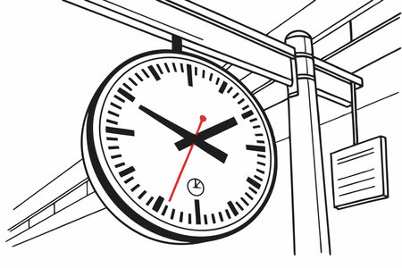 Minimalist clock on white backgroundのイラスト素材
