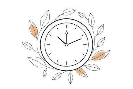 Minimalist clock on white backgroundのイラスト素材