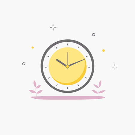 Minimalist clock on white backgroundのイラスト素材