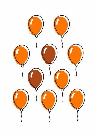 Minimalist Colorful festive balloons on white backgroundのイラスト素材